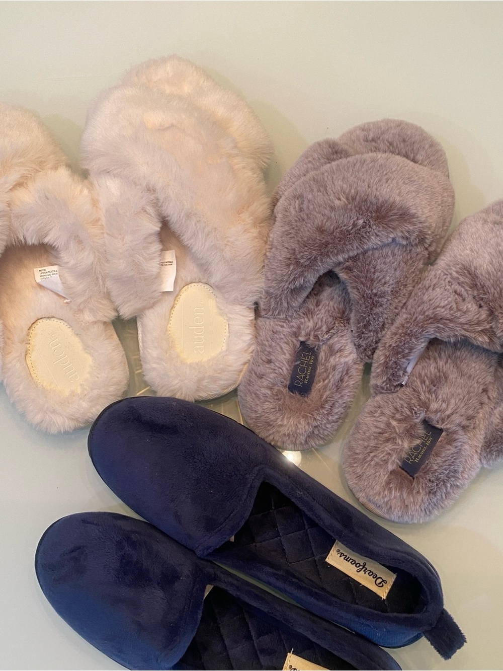 NWOT Slipper Lot 3 Pairs Dearfoams Rachel Roy Auden Plush Faux Fur Size M 7/8